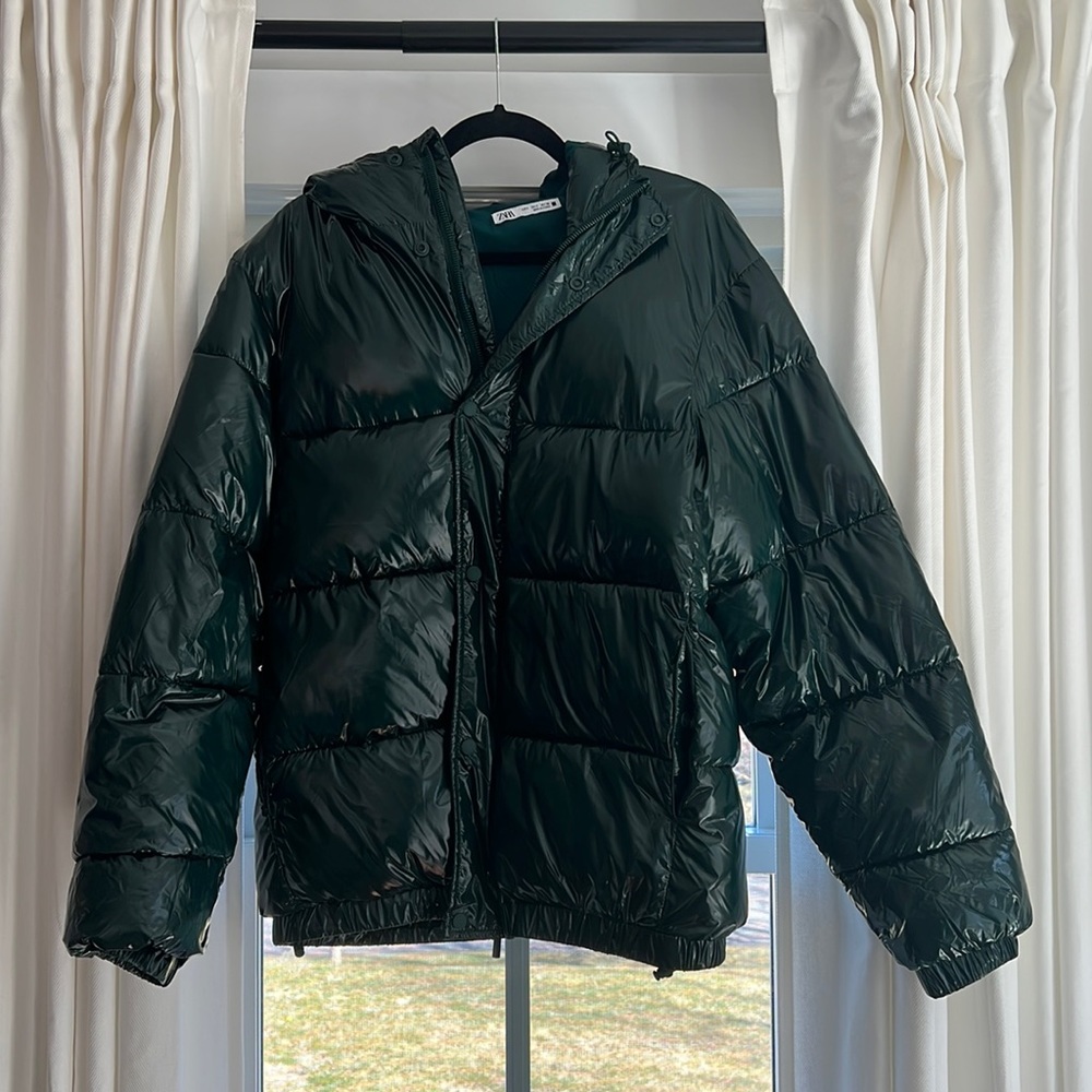 ZARA Green Puffer Mens Small